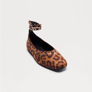 Fashion Nova Brown Leopard Flats with Ankle Strap